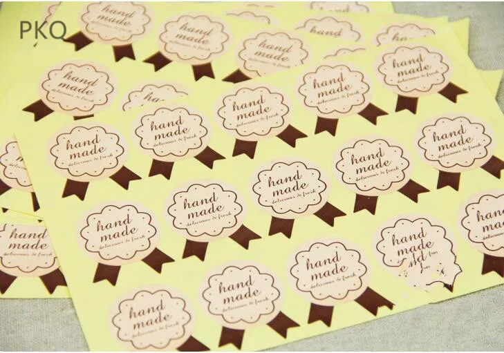 300 шт Ручная упаковка для торта уплотнительные этикетки из крафтовой бумаги