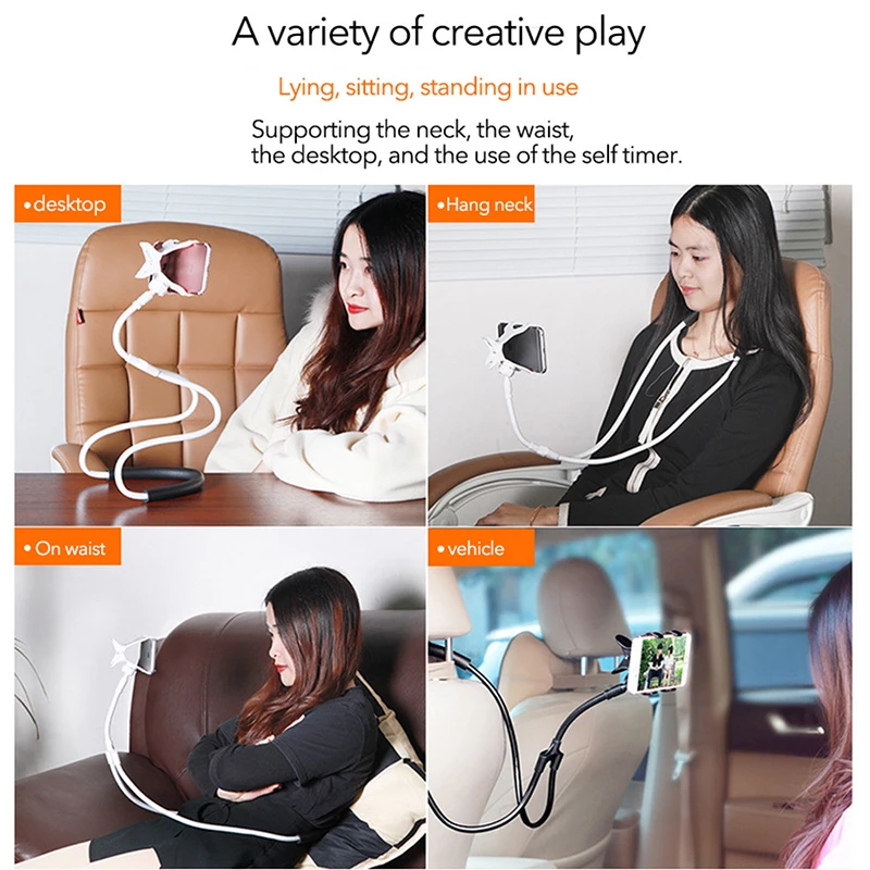 

360 Degree Smartphone Portable Flexible Stand Mobile Phone Holder Hanging Neck Lazy Necklace Bracket Accessories