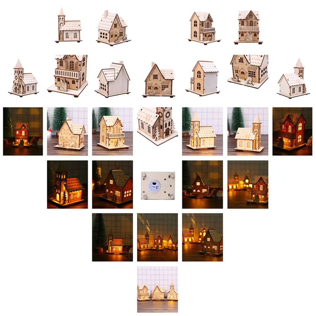 Christmas glowing cabin baubles Christmas warmer small house ornaments Christmas decoration ornaments