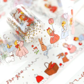 

Yoofun 45mmx3m Transparent PET Washi Tape Cute Dwarfs CakeFlowers Plants for Bullet Journaling Scrapbooking Deco Masking Tapes