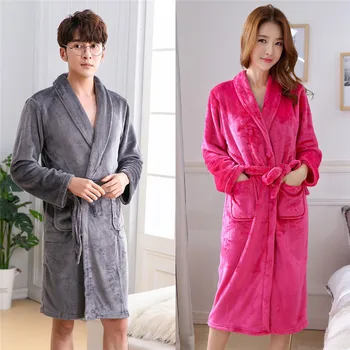 

Lovers Bathrobe Winter New Thicken Kimono Robe Gown Sexy Loose Flannel Softy Sleepwear Padded Coral Fleece Home Wear Pajamas