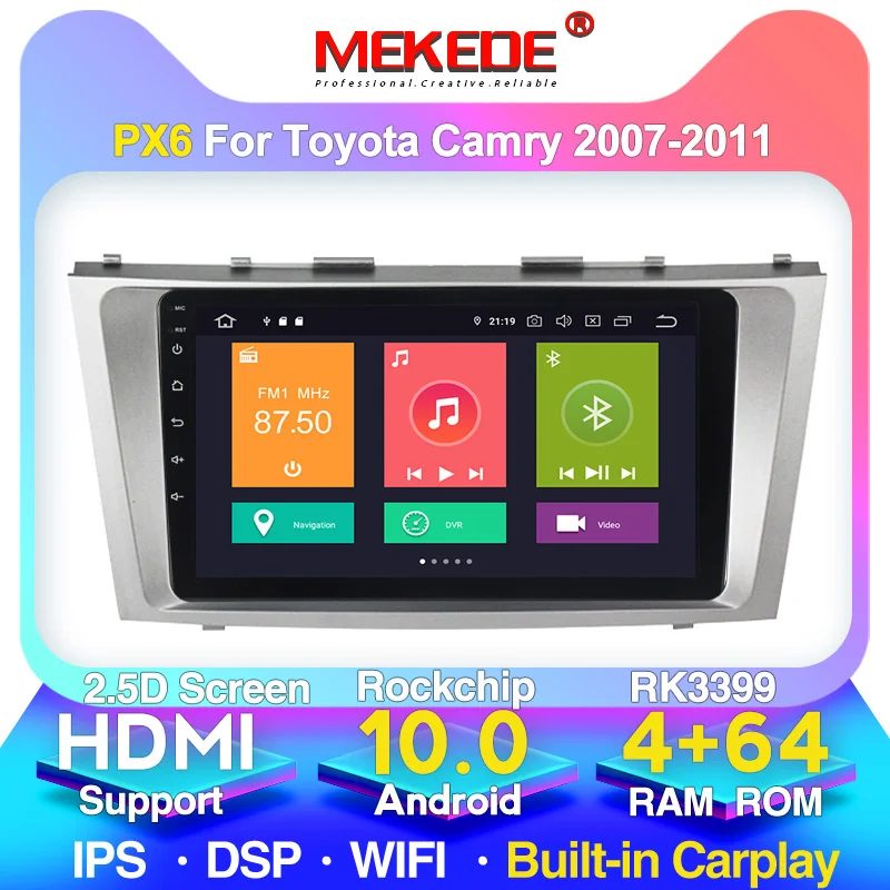 Автомагнитола 2 Din для Toyota Camry 9853 10 0 9 дюймов 4 Гб + 64 ГБ без Dvd Android 2007 радио стерео Gps