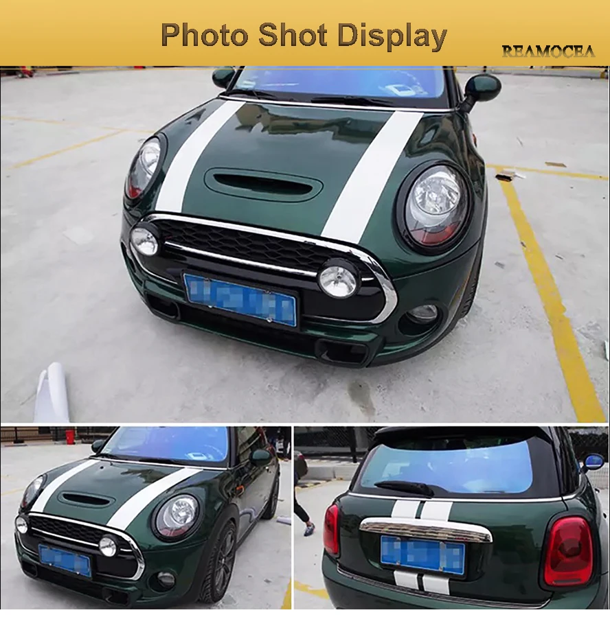 Reamocea 2Pcs dWm2754536 Black Red Vinyl Car Bonnet Stripes Hood Sticker Cover Decal Fit For BMW MINI Cooper R50 R53 R56 R55 (14)