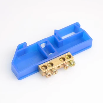 

1Pcs Yellow/Blue 4 Poles Screw Brass Din Rail Terminal Block Earth and Neutral Blocks