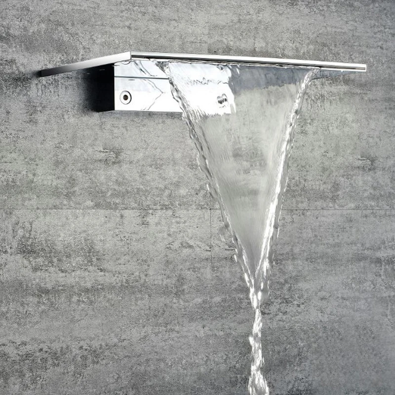 

Bathroom Shower Head Wall Mounted 300*200mm Waterfall Bath Showerheads Brass Thicken Shower Panel Massage Chrome Finish Square