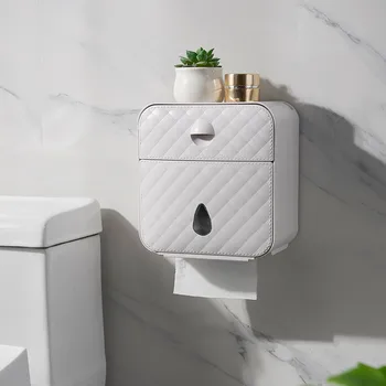 

Wall Mount Paper Holder Waterproof Toilet Roll Holder Shelf Tissue Box Creative Paper Tray Tube Storage Box Bathroom Organizer