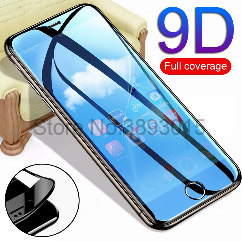 

9D Tempered Glass Full on the For iPhone 11 Pro XR XS Max 6 6s 7 8 Plus X XS Screen Protector Safety Protective Glass Film Case