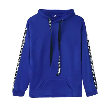 

Women Autumn Hoodies Letter Print Sweatshirt Solid Hooded Pullover Tops Plus 5XL