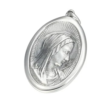 

925 Sterling Silver Men Women Necklace Pendant Creative Virgin Mary Portrait Pendant