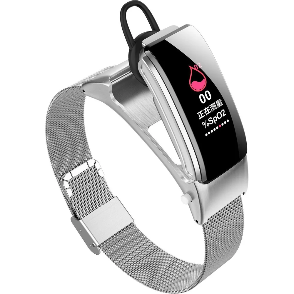 Silver Steel band Смарт-браслет с Bluetooth гарнитура Bluetooth Шагомер напоминание о звонке напоминание Смарт-часы Для мужчин для iOS и Android - Цвет: Silver Steel band