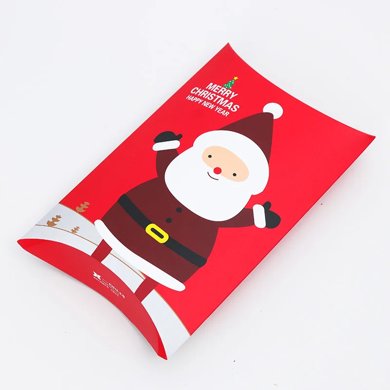 10pcs/50pcs Christmas Pillow Gift Boxes for Candy Holiday X'Mas Food Bakery Treat