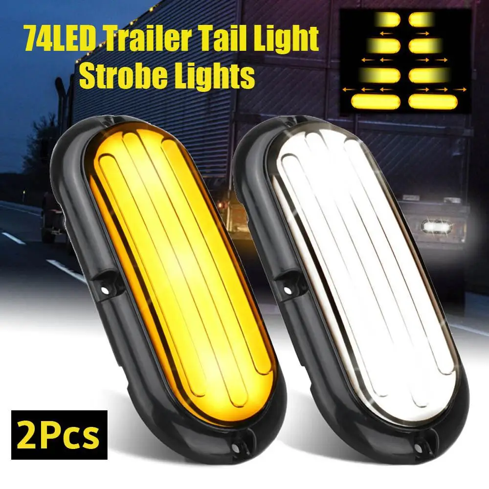 

Car lights 2X LED Trailer Truck Stop/Turn/Tail Brake Lights 6"Oval Sealed Mount White/Amber Car turn signal