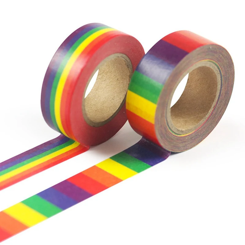 

New Rainbow And Paper Tape Hand Account DIY Decorative Album Adhesive Tape Horizontal Stripes Vertical Paper And Paper Tape
