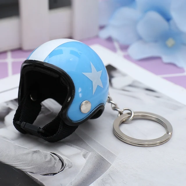 Porte clé casque moto Bleu