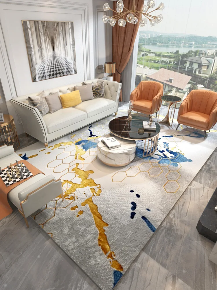 Современный минималистичный светильник, роскошный ковер для гостиной, китайский американский стиль, Европейский стиль, серое золото, художественный чайный столик, спальня