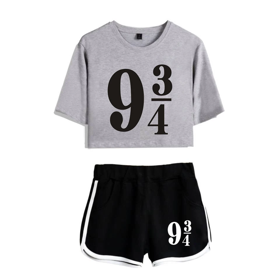 two piece sets HARRYS Glasses Printed Two Piece Set Short Sleeve Crop Top + Shorts Sweat Suits Women Tracksuit Two Piece Outfits Girl Sets ladies loungewear