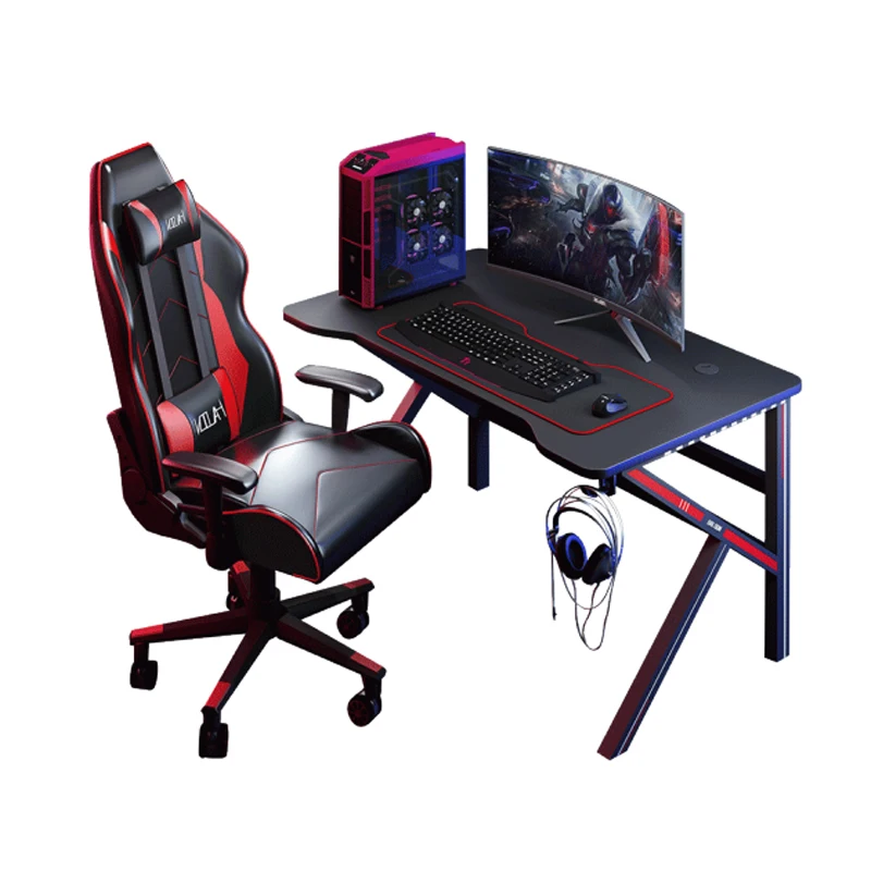Permalink to RGB Gaming Desk Table Professional E-sports Desk Home Desktop Study Desk with Headphone Hook Mouse Pad LED Light
