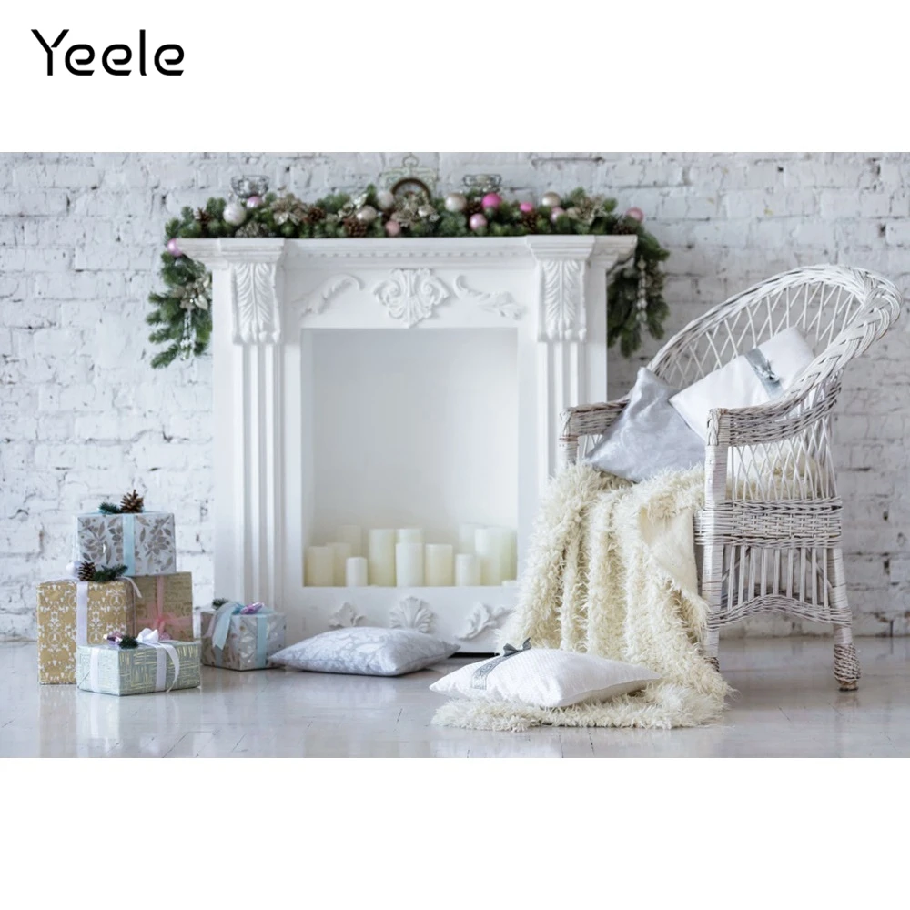 Фоны для фотосъемки Yeele с изображением рождественской свечи камина кирпича