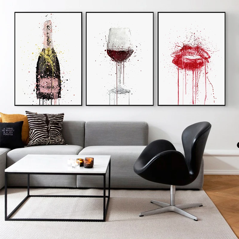 

Wine bottle and Red wine Wall Art Canvas Painting Modern Poster Print Wall Picture for Living Room Decor Dropshipping Home Decor