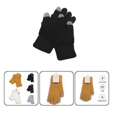 Knitted Gloves Warm Thermal Great Ergonomics Design Stretch Full Covering Wearing Gloves