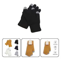 Knitted Gloves Warm Thermal Great Ergonomics Design Stretch Full Covering Wearing Gloves