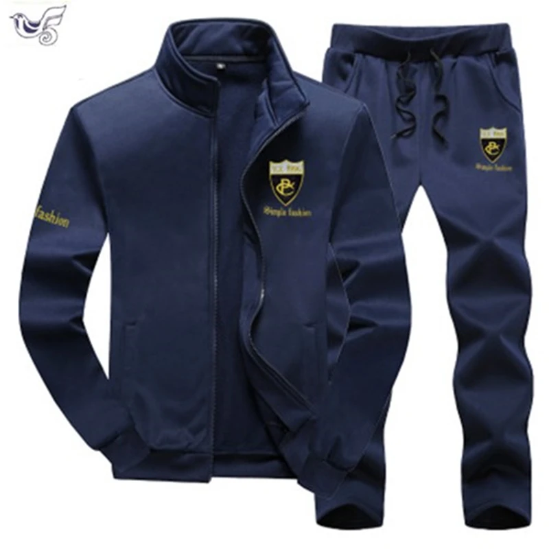 

autumn Men Set Casual Tracksuit Men's Sportswear Slim Fit Sweat Suits Man 2019 fad Clothing Jacket +Pant Plus size 7XL 8XL 9XL