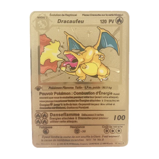 2021 Latest Pokemon Flash Metal Fire-breathing Dragon Gx Vmax V EX Metal Rare Card Pikachu Game Battle Collection Card 5