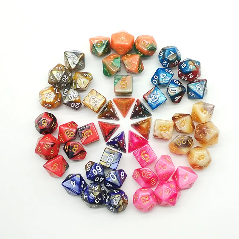 7 шт./компл. Polyhedral TRPG игры DND для блестящих разносторонних костей настольных