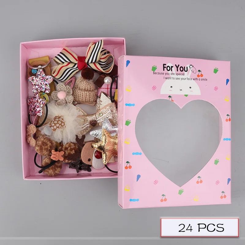 H063-11-B Children's hair accessories set baby hairpin rubber band girl birthday holiday gift cartoon hair accessories grab clip - Цвет: H063-11-B
