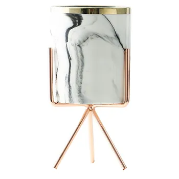

Nordic Marble Pattern Vase Ceramic Iron Art Vase Rose Gold Silver Tabletop Vase Home Living Room Office Decor