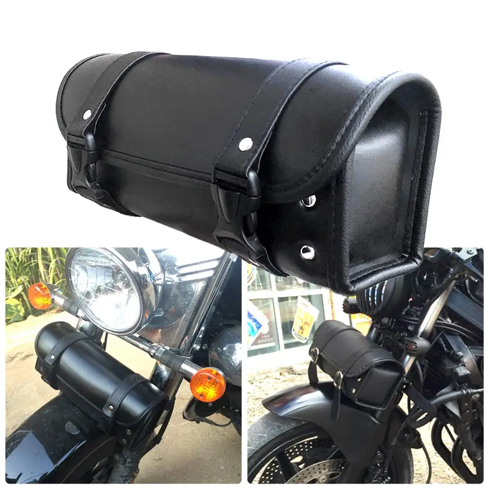 

Motorcycle Waterproof Tool Bag Handlebar Fork Bag PU Leather Saddlebag Front Rear Storage Pouch for Harley Davidson Sportster