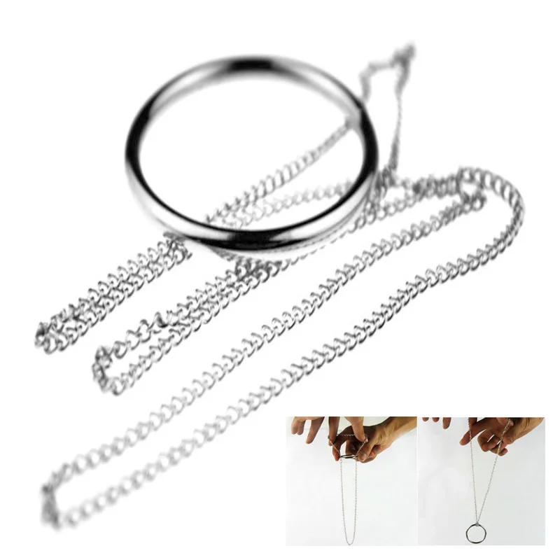 1Pcs Creative Baby Kids Fashion Metal Magical Handmade Tricks Props Large Silver Tomorrow Ring Necklace Intelligence Toys Gifts