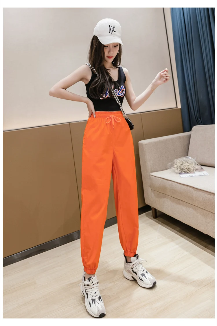 Jielur Trousers Women Solid Color Elastic Waist Candy Color Autumn Pants New Chic Sweatpants Pantalon Femme Roupas Slim Pants