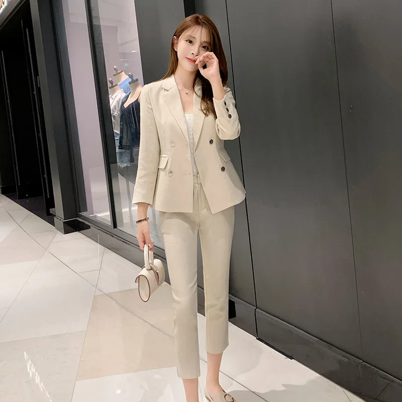 

2019 New Style Work Clothes British Style Women's Woolen Leisure Suit Two-Piece Set Business Suit Women's Fashion Set
