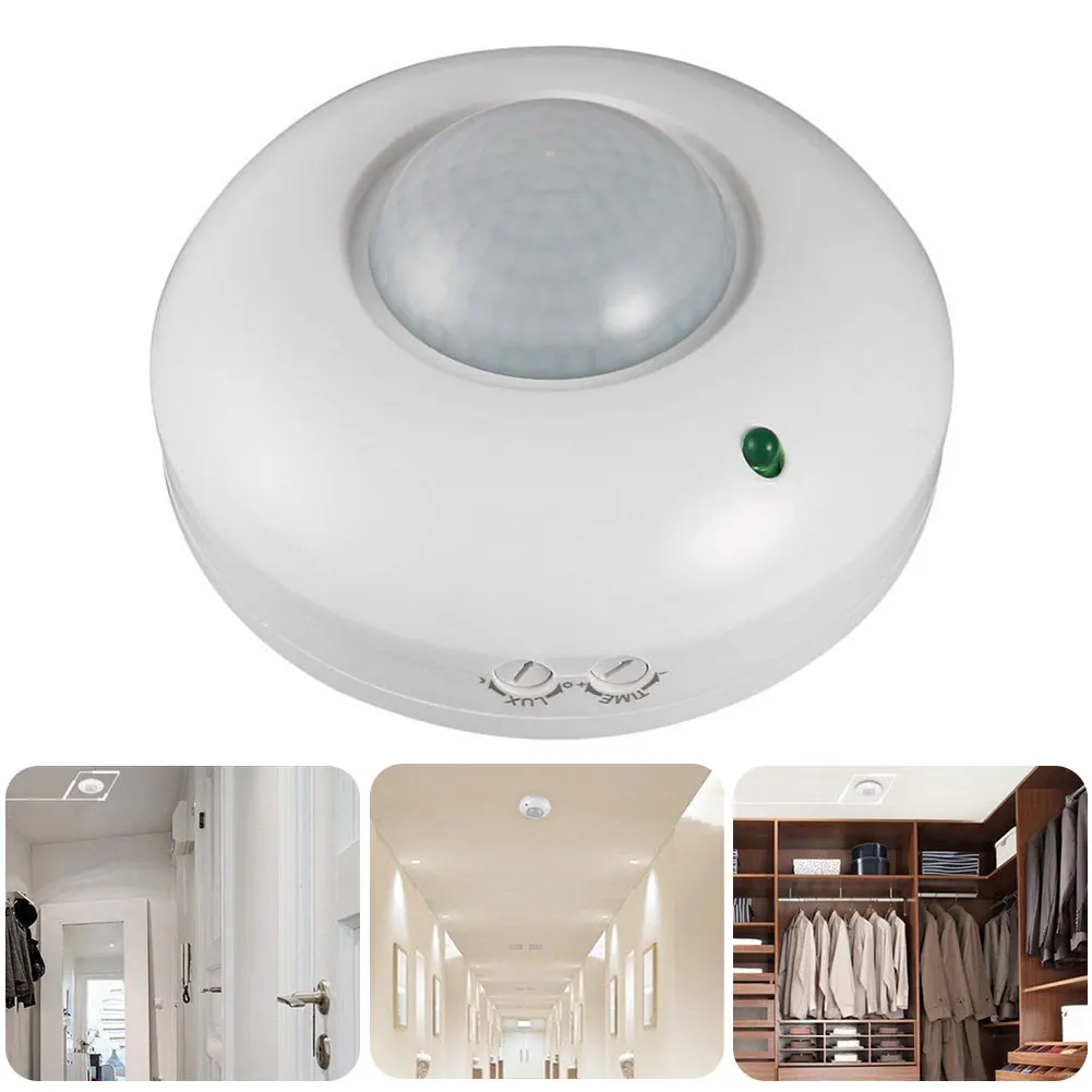 

Round Body Induction Home Security Infrared Detector Alarm Indoor Use Surface Mount Switch Ceiling Led Mini Motion Sensor White