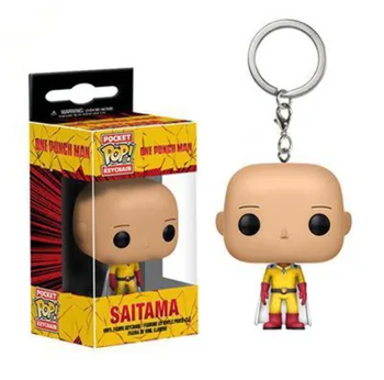 

funko POP Anime One Punch Man Saitama Keychain Toys Action Figure Collectible Model PVC Dolls Keyring toys for Children Gift