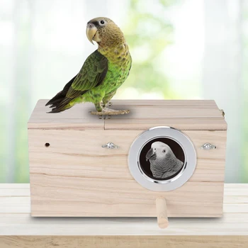

With View Window Nesting Home Decor Safety Yard Durable Pet Incubation Parrots Moisture Proof Cage Wood Bird House Breeding Box