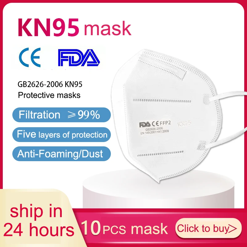 

10 pcs KN95 FDA Certificate mouth mascarilla Face Masks 99% Filtration N95 Masks Features as Dust respirator mascherine ffp3