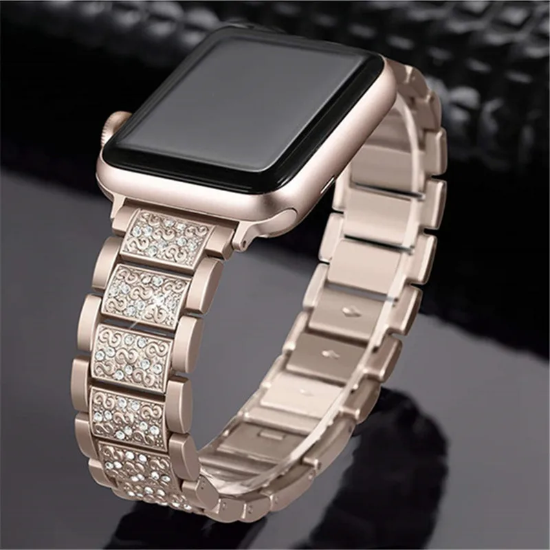 Мода 4 цвета Нержавеющая сталь ремешок браслет для iwatch Diamond Band Apple Watch 38 42 мм