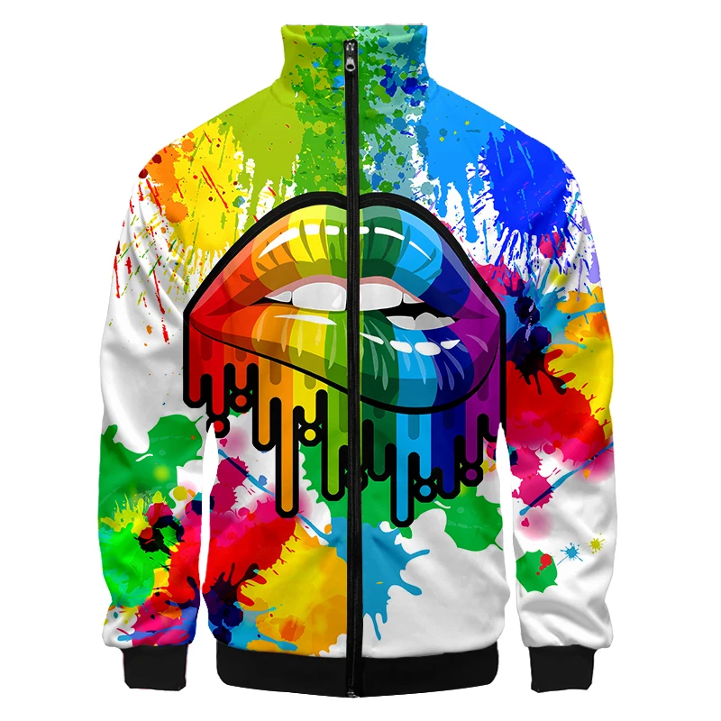 LCFA Gothic Mouth Color Gorgeous Summer 3D Full Printing Fashion Jacket Print Style Fitness Casual Zipper Coat Harajuku Dropship