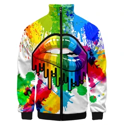 LCFA Gothic Mouth Color Gorgeous Summer 3D Full Printing Fashion Jacket Print Style Fitness Casual Zipper Coat Harajuku Dropship