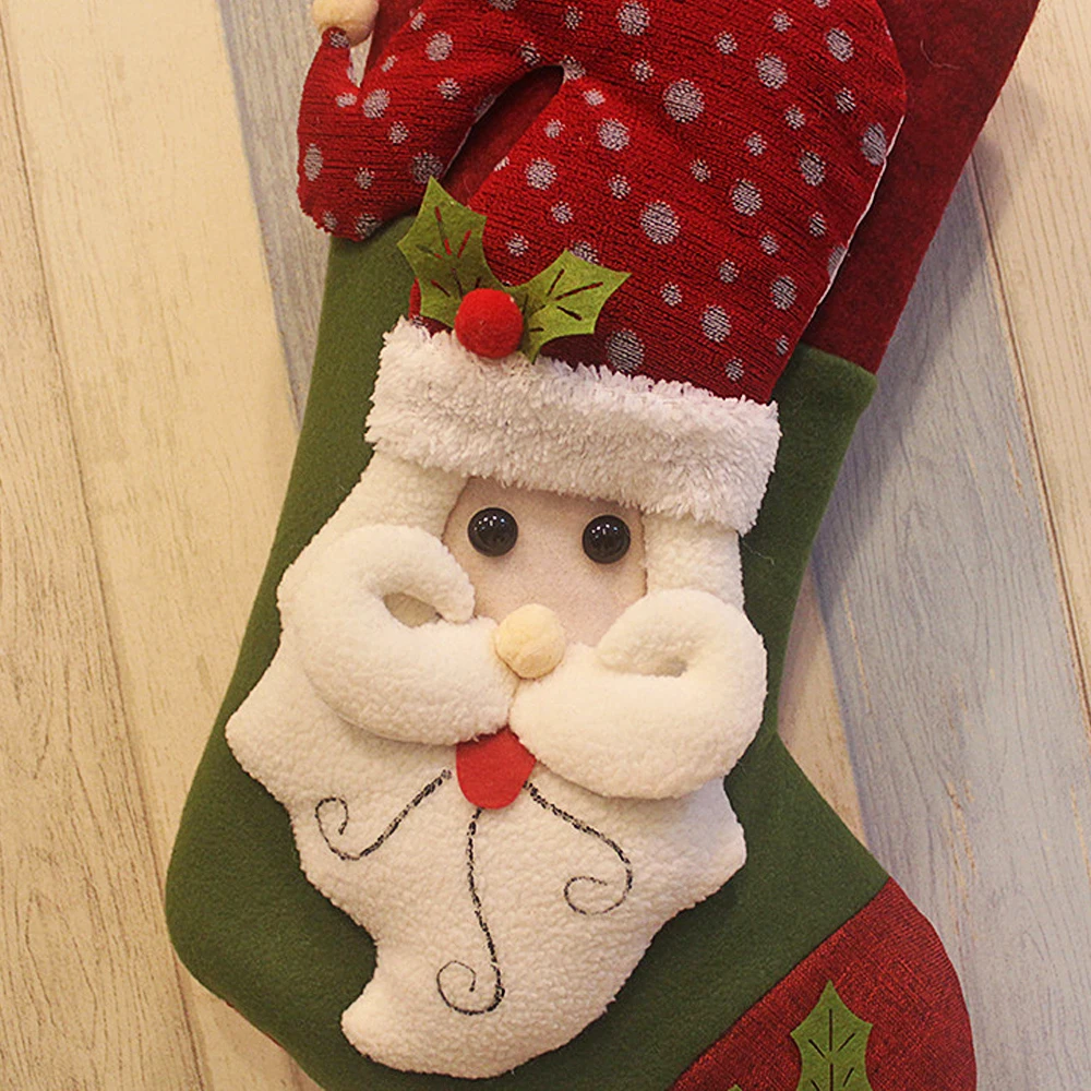 XMAS Large 3D Christmas Stocking Santa Snowman Sack Tapestry Xmas Decoration Stockings Large Presents Candy Gifts