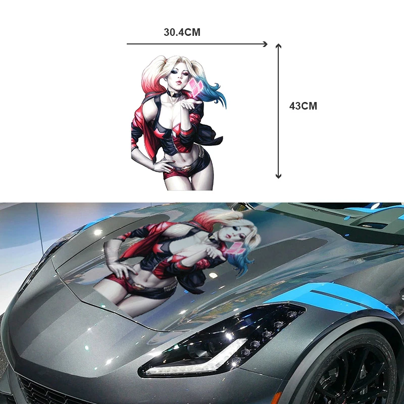 

43cm Big Car Stickers for Harley Quinn Suicide Sqaud Graphics Beauty Waterproof Decals Vinyl JDM Anime Car Assessoires