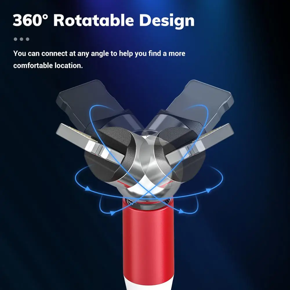 Магнитный кабель TOPK AM28 с поворотом на 360 градусов Micro USB Type C магнитное зарядное