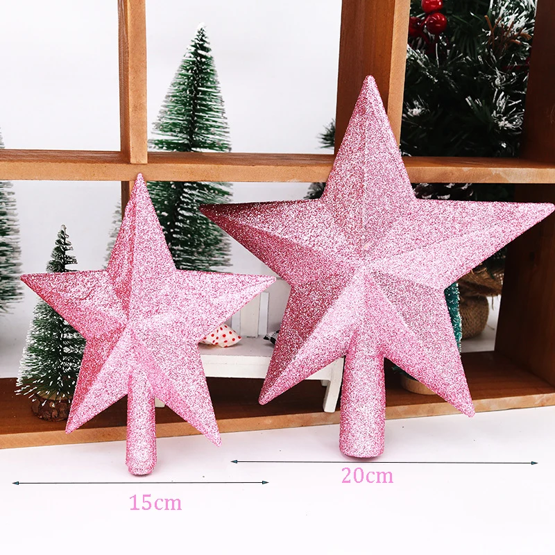 10/15/20CM Christmas Tree Top Star Shiny Gold Powder Surface Five-Pointed Star Topper Supplies Christmas New Year's Ornament
