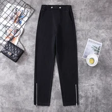  DIMANAF Women Cothing Cotton Long Pants Black Oversize Pants Elastic Waist Vintage Casual Lady Loose Trousers Autumn Winter 2021 