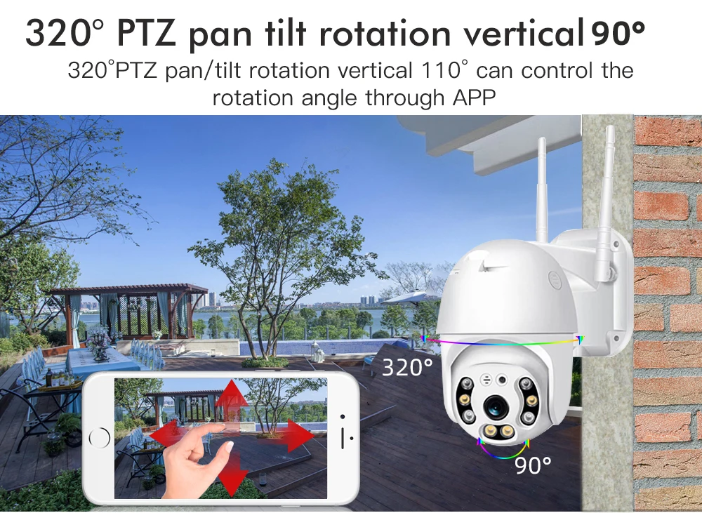 SDETER 1080P безопасности Камера IP Открытый PTZ Скорость купол Беспроводной Wi-Fi Камера CCTV функции панорамирования, наклона и 4xzoom ИК наблюдения для ведения съемок вне помещения 2 предмета в упаковке