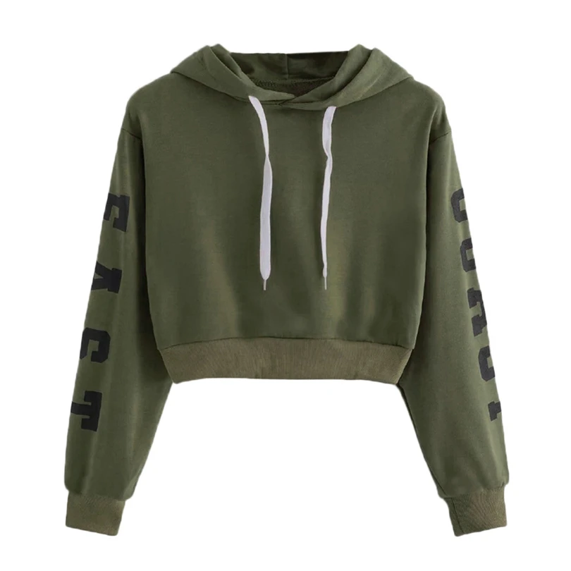 Womens Letters Long Sleeve Hoodie Sweatshirt Pullover Tops Blouse Harajuku Hoodies Cropped Fashion XS-XL Womens Hoodie J20