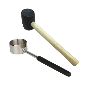 

2pcs/set Stainless Steel Practical Durable Manual Portable Ergonomic Kitchen Tools Multipurpose Puncher Coconut Opener Home