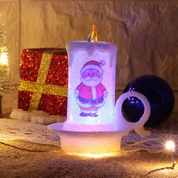 

6pcs LED Candle Snowman Santa Claus Lamp Simulation Color Flame Flashing Home Christmas Party Decoration Candles Gift